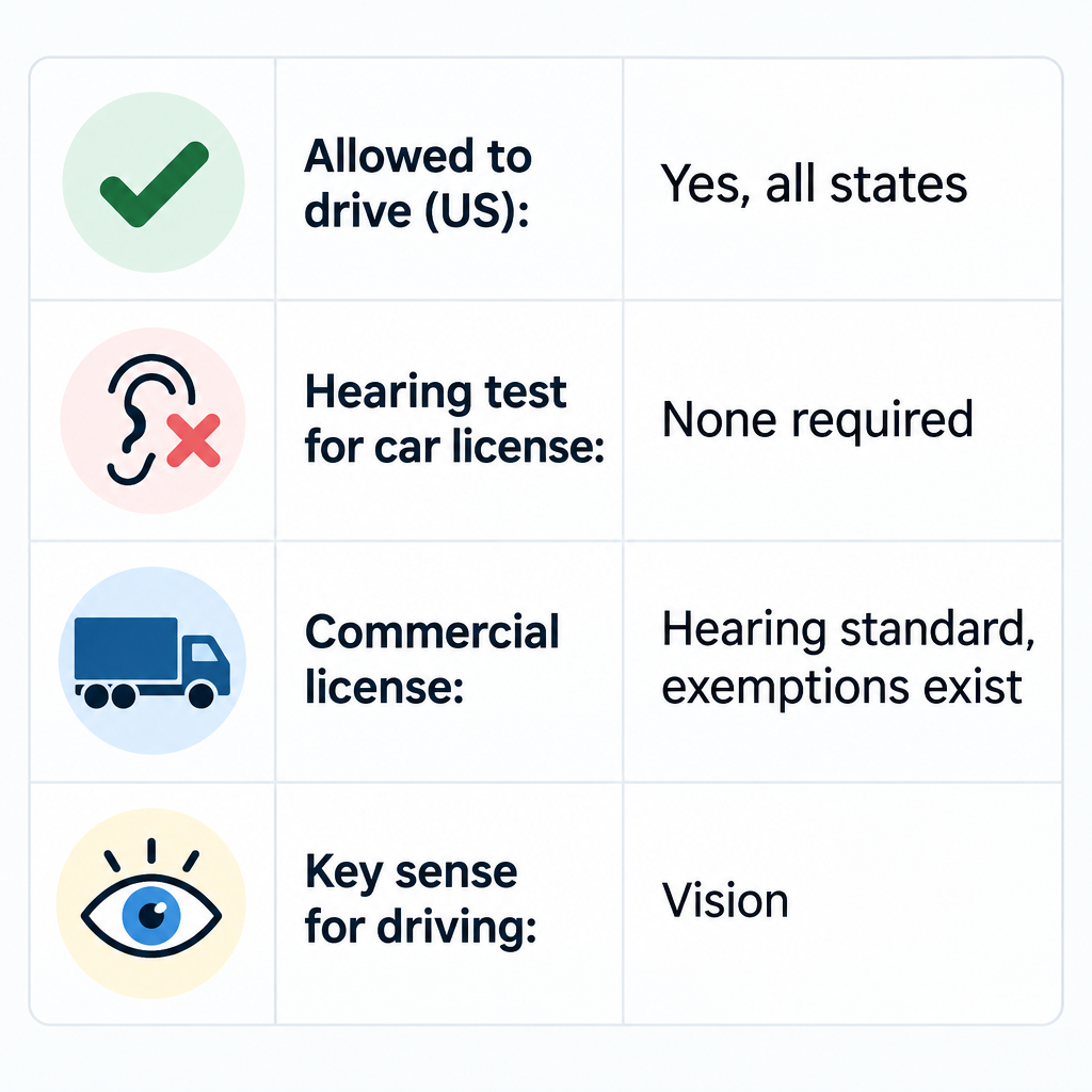 Deaf Driving License Summary Chart