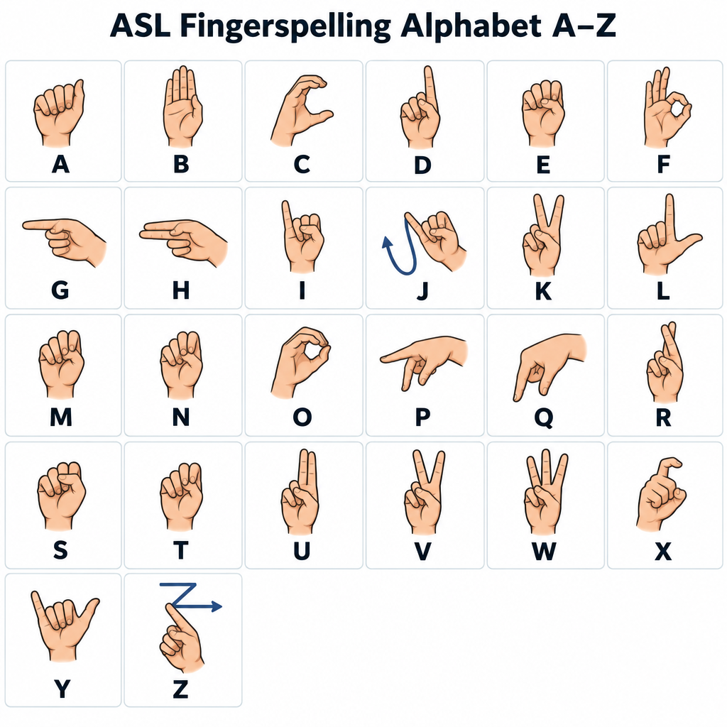 ASL Alphabet A-Z Chart