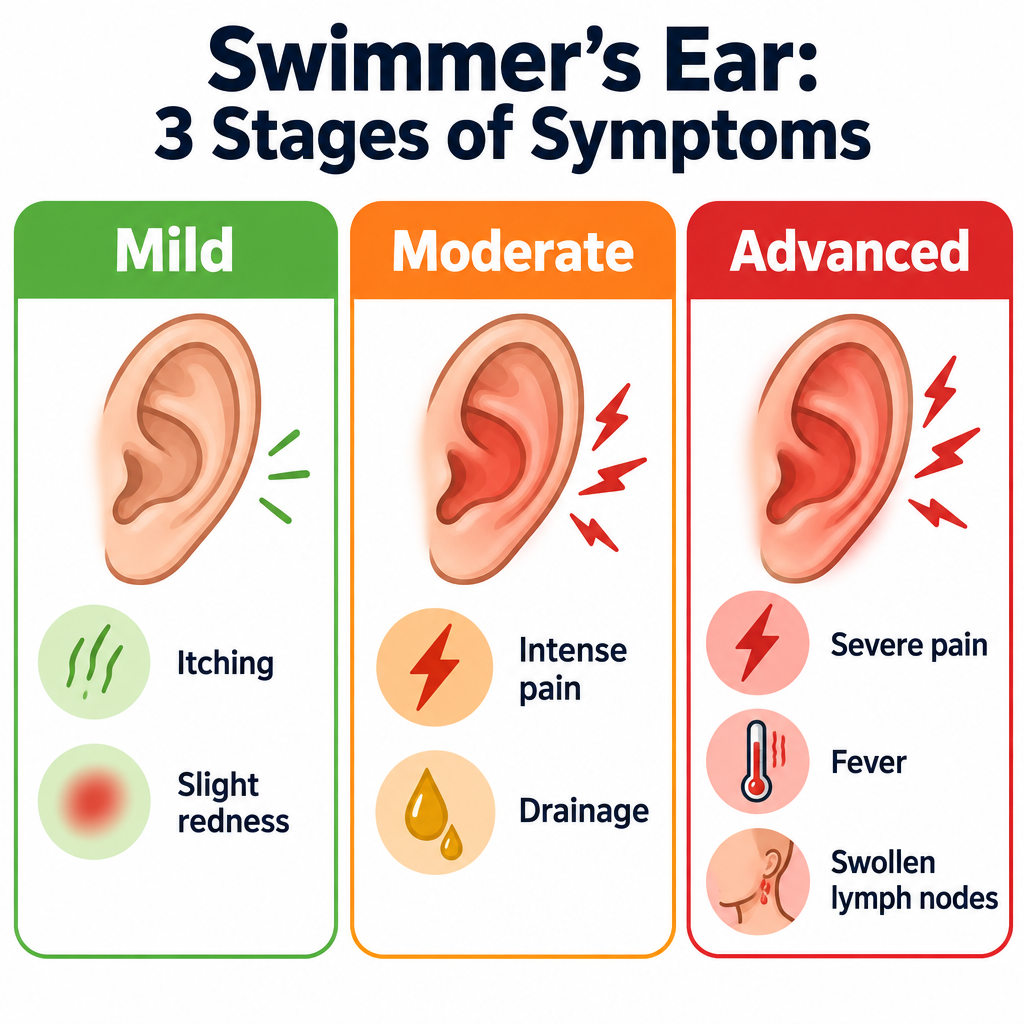 Swimmer's Ear Symptom Stages Chart