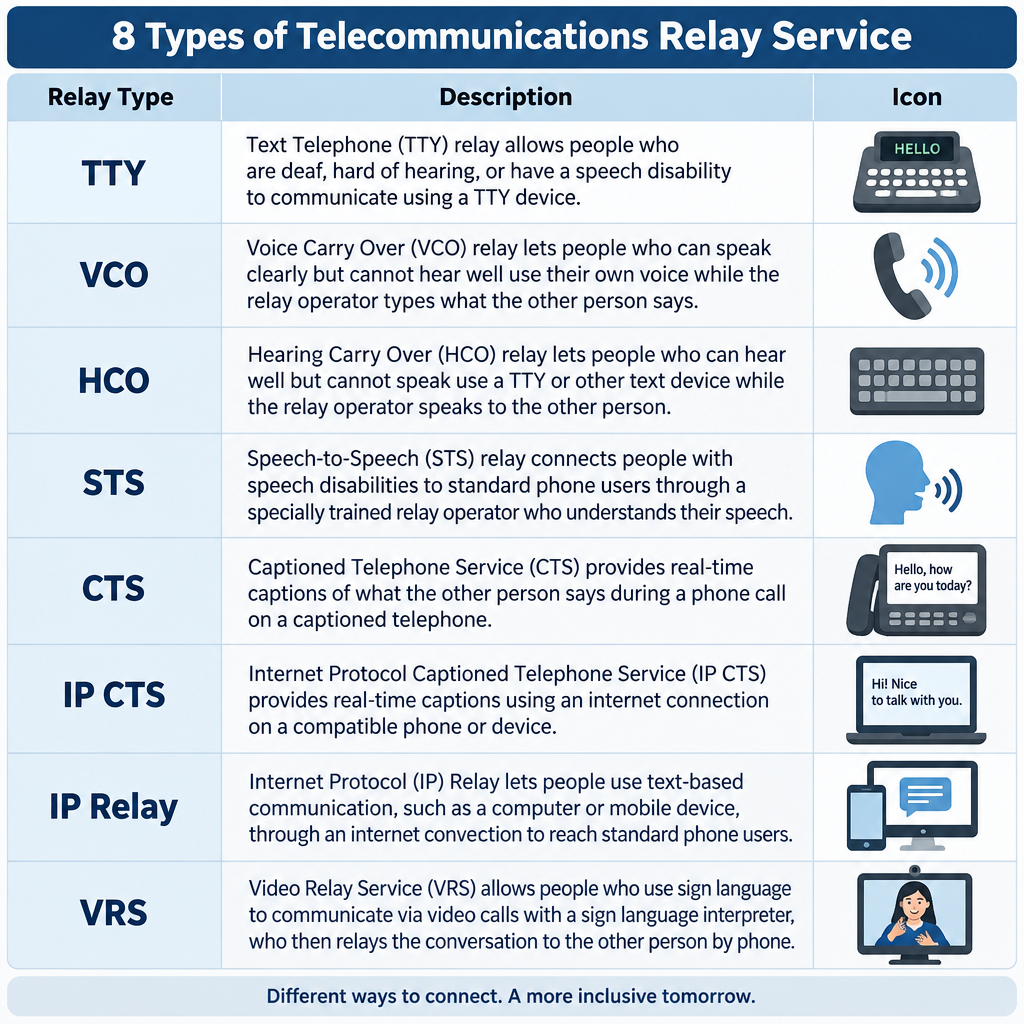 8 Types of Relay Service Chart